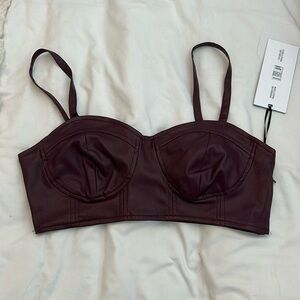 NWT Future Collective Burgundy Faux Leather Bustier